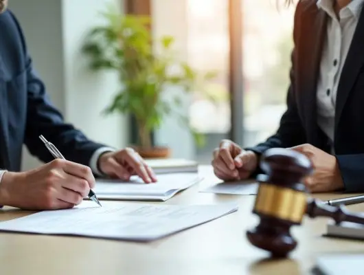 Business partners meeting across a desk
