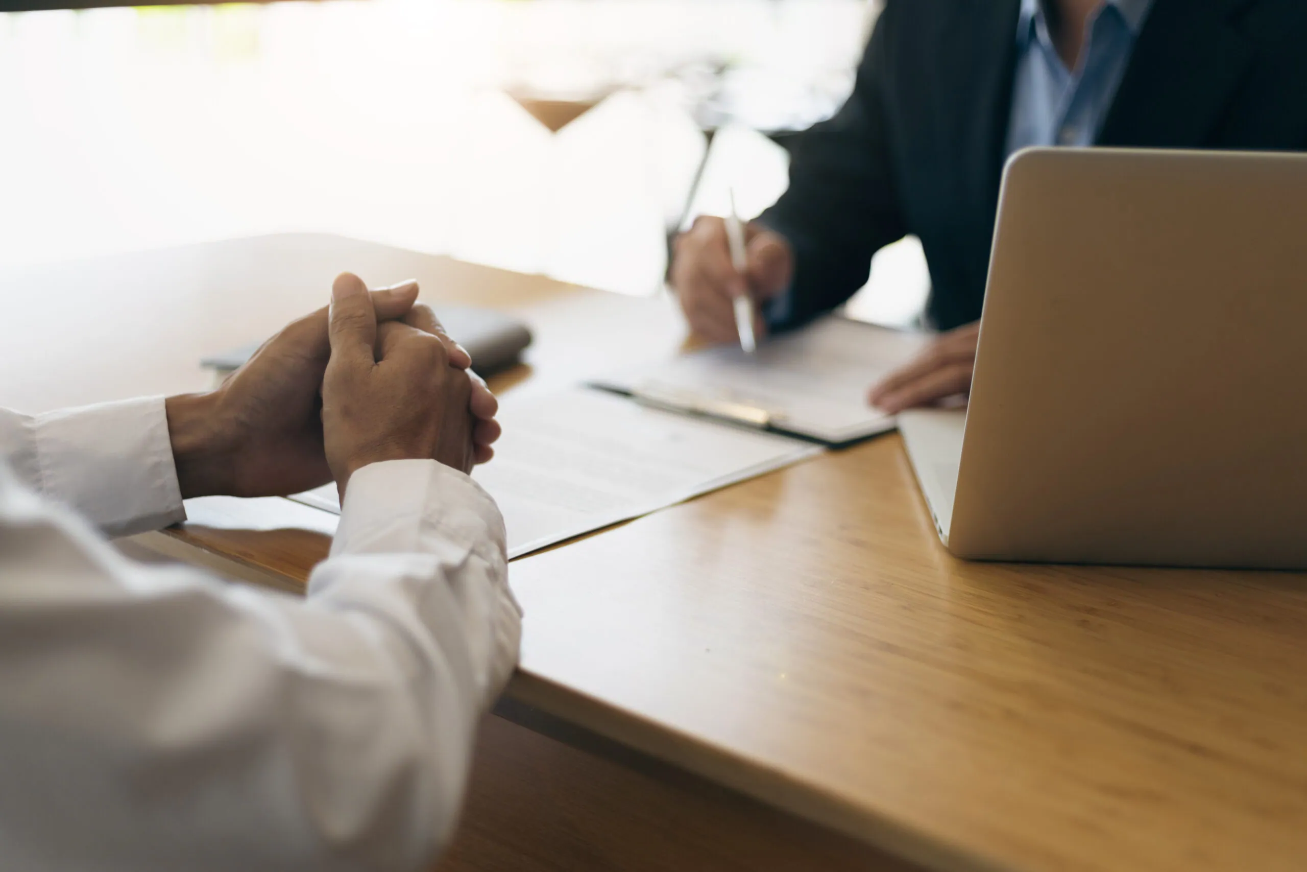 Legal adviser meeting a client