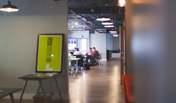 Open-plan office workplace